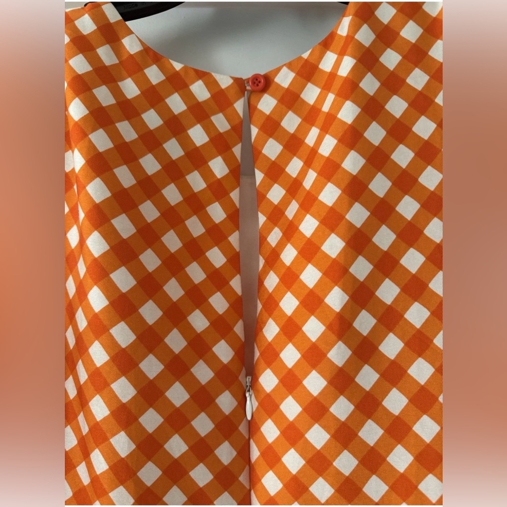 Kate Spade New York Sleeveless Gingham Dress White Orange Size 10 - Picture 6 of 8